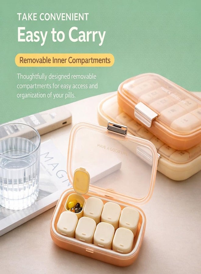 HARSHTI Daily Medicine Storage Box 8 Slot Modular Pill Organizer, Individual Mini Pill Containers, Durable Food-Grade Plastic Slim Design, Perfect for Vitamins, Supplements & Travel - Image 2